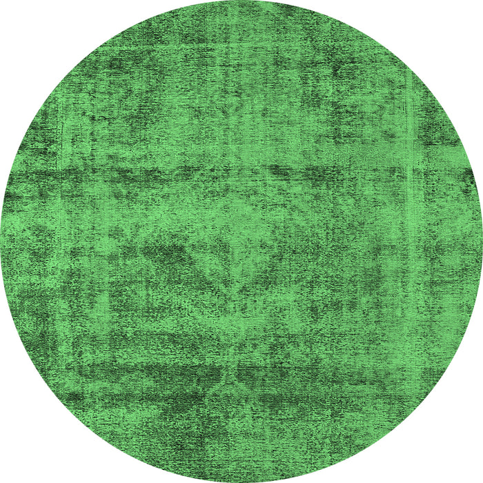 Round Oriental Emerald Green Industrial Rug, urb1866emgrn
