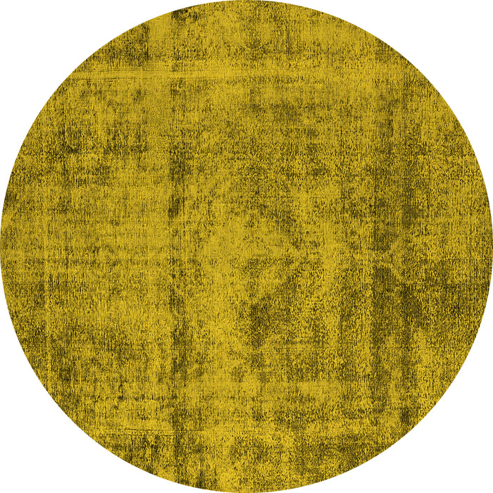 Round Oriental Yellow Industrial Rug, urb1866yw