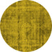 Round Oriental Yellow Industrial Rug, urb1866yw