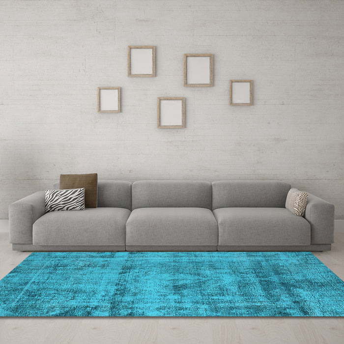Machine Washable Oriental Light Blue Industrial Rug in a Living Room, wshurb1866lblu