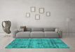 Machine Washable Oriental Turquoise Industrial Area Rugs in a Living Room,, wshurb1866turq