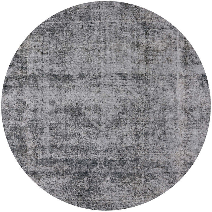 Round Machine Washable Industrial Modern Grey Gray Rug, wshurb1866
