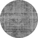 Round Oriental Gray Industrial Rug, urb1866gry