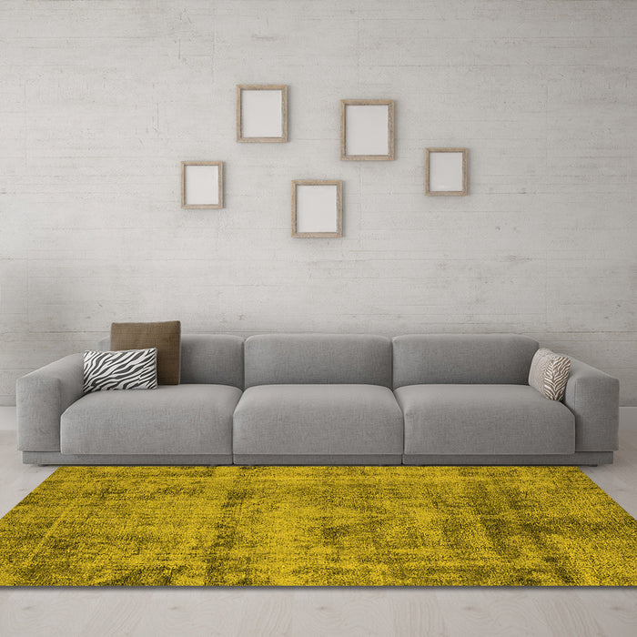 Machine Washable Oriental Yellow Industrial Rug in a Living Room, wshurb1866yw
