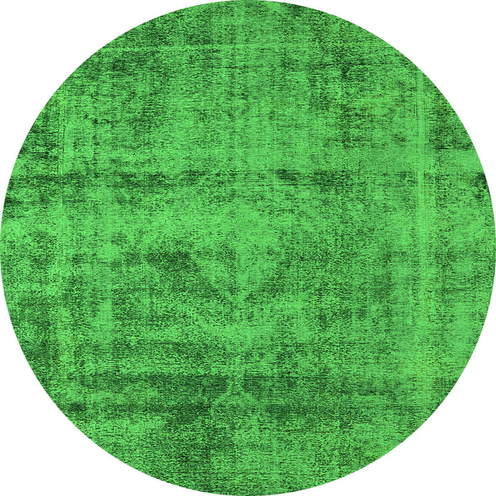 Round Oriental Green Industrial Rug, urb1866grn