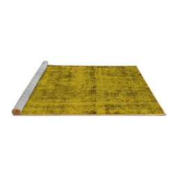 Sideview of Machine Washable Oriental Yellow Industrial Rug, wshurb1866yw