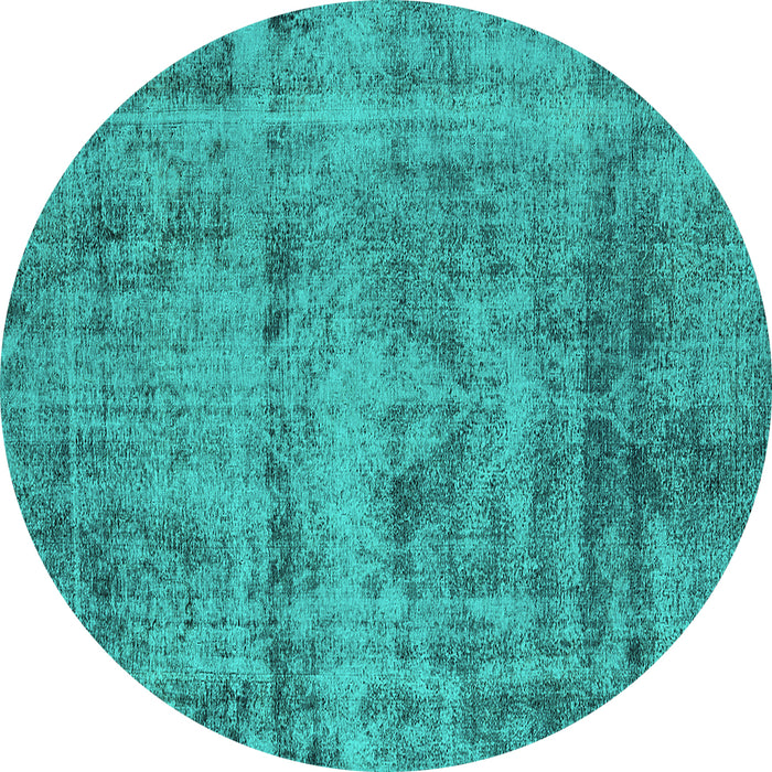 Round Oriental Turquoise Industrial Rug, urb1866turq