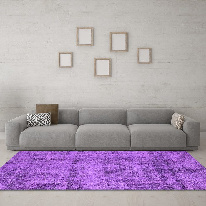 Machine Washable Oriental Purple Industrial Area Rugs in a Living Room, wshurb1866pur