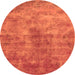 Round Machine Washable Oriental Orange Industrial Area Rugs, wshurb1867org