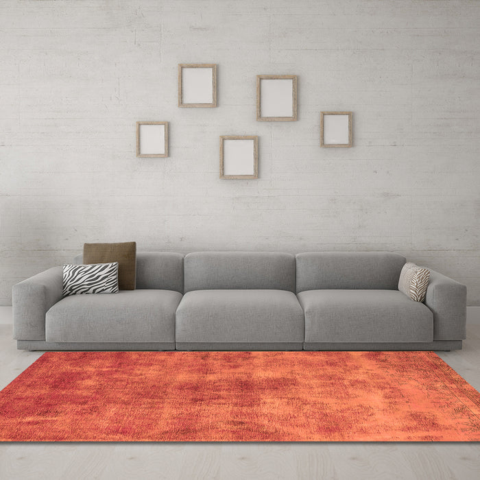 Machine Washable Oriental Orange Industrial Area Rugs in a Living Room, wshurb1867org