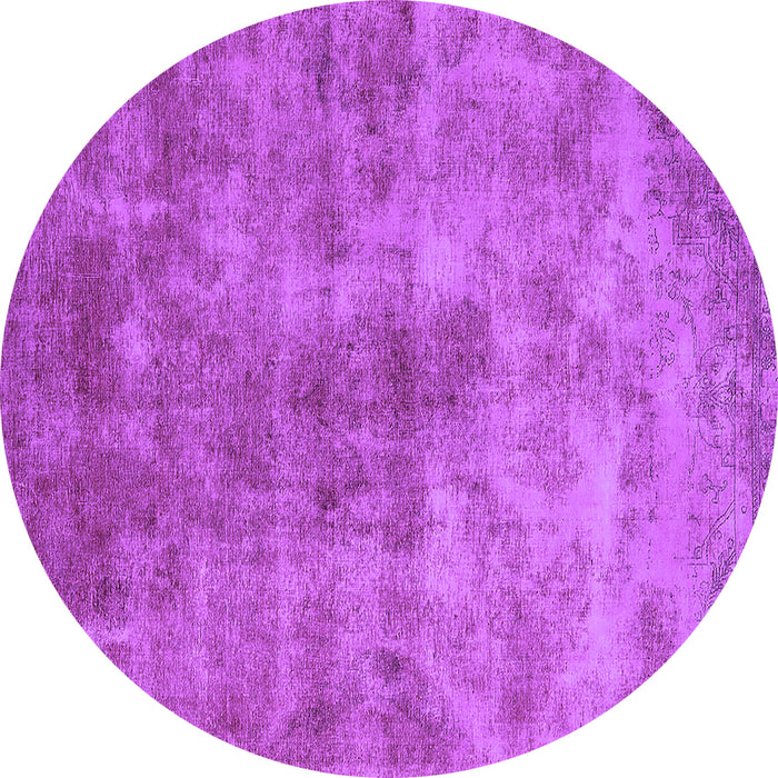 Round Machine Washable Oriental Purple Industrial Area Rugs, wshurb1867pur