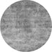 Round Machine Washable Oriental Gray Industrial Rug, wshurb1867gry