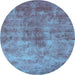 Round Oriental Light Blue Industrial Rug, urb1867lblu