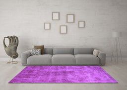 Machine Washable Oriental Purple Industrial Area Rugs in a Living Room, wshurb1867pur