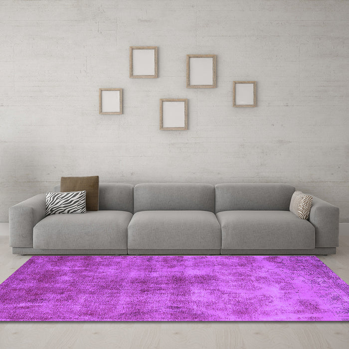 Machine Washable Oriental Purple Industrial Area Rugs in a Living Room, wshurb1867pur