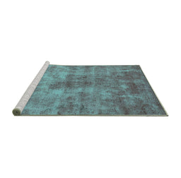 Sideview of Machine Washable Oriental Turquoise Industrial Area Rugs, wshurb1867turq