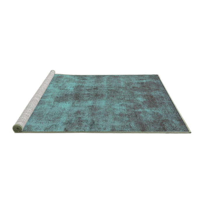 Sideview of Machine Washable Oriental Turquoise Industrial Area Rugs, wshurb1867turq