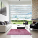 Square Mid-Century Modern Dark Hot Pink Oriental Rug in a Living Room, urb1867