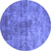 Round Oriental Blue Industrial Rug, urb1867blu