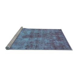 Sideview of Machine Washable Oriental Light Blue Industrial Rug, wshurb1867lblu