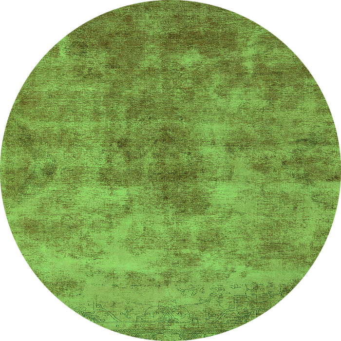 Round Oriental Green Industrial Rug, urb1867grn