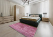 Mid-Century Modern Dark Hot Pink Oriental Rug in a Bedroom, urb1867