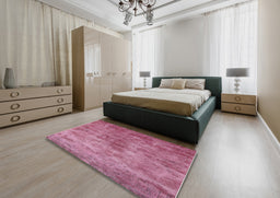 Mid-Century Modern Dark Hot Pink Oriental Rug in a Bedroom, urb1867