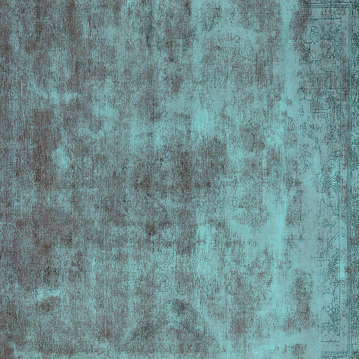 Square Machine Washable Oriental Turquoise Industrial Area Rugs, wshurb1867turq