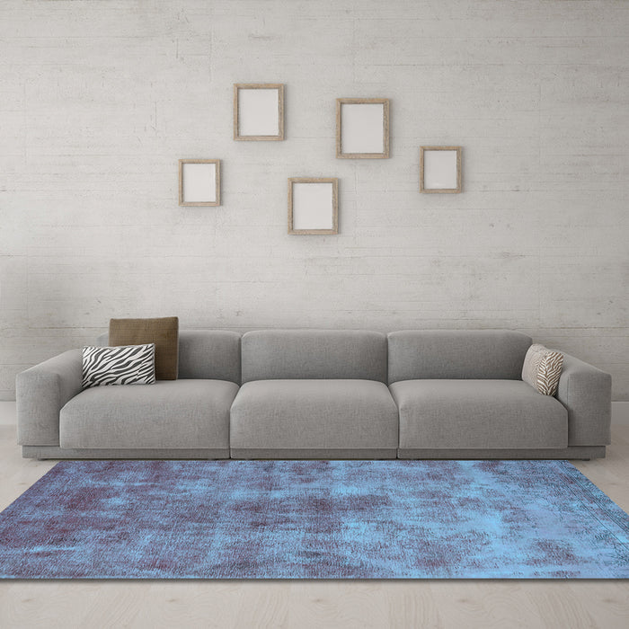 Machine Washable Oriental Light Blue Industrial Rug in a Living Room, wshurb1867lblu