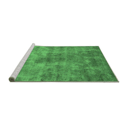 Sideview of Machine Washable Oriental Emerald Green Industrial Area Rugs, wshurb1867emgrn