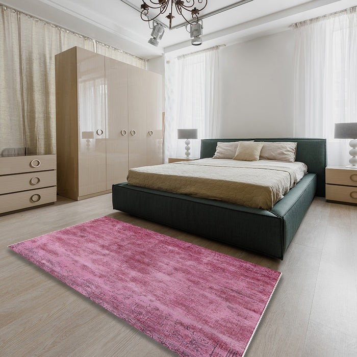 Machine Washable Industrial Modern Dark Hot Pink Rug in a Bedroom, wshurb1867
