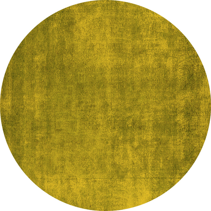 Round Oriental Yellow Industrial Rug, urb1868yw