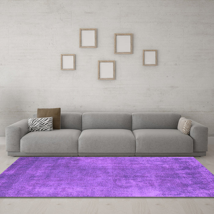 Machine Washable Oriental Purple Industrial Area Rugs in a Living Room, wshurb1868pur