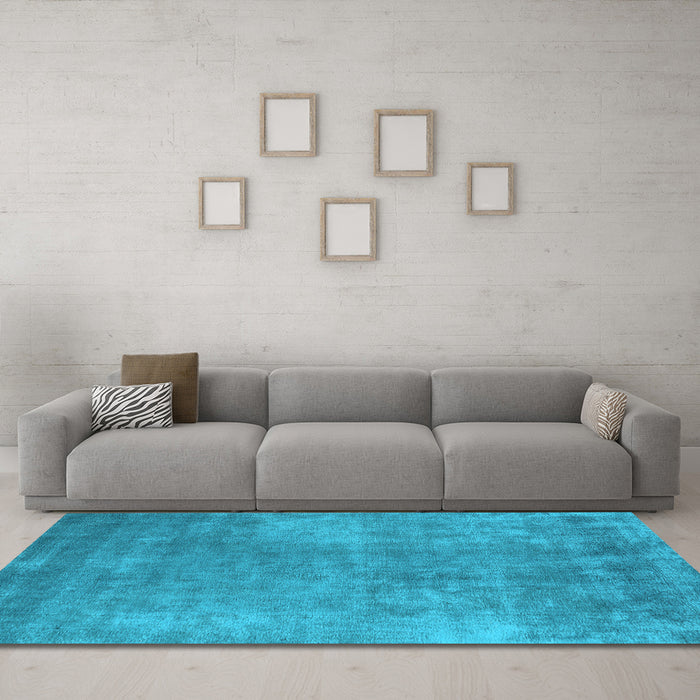 Machine Washable Oriental Light Blue Industrial Rug in a Living Room, wshurb1868lblu