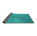 Sideview of Oriental Turquoise Industrial Rug, urb1868turq