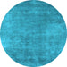 Round Oriental Light Blue Industrial Rug, urb1868lblu