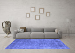 Machine Washable Oriental Blue Industrial Rug in a Living Room, wshurb1868blu
