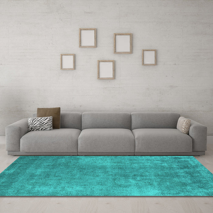 Machine Washable Oriental Turquoise Industrial Area Rugs in a Living Room,, wshurb1868turq