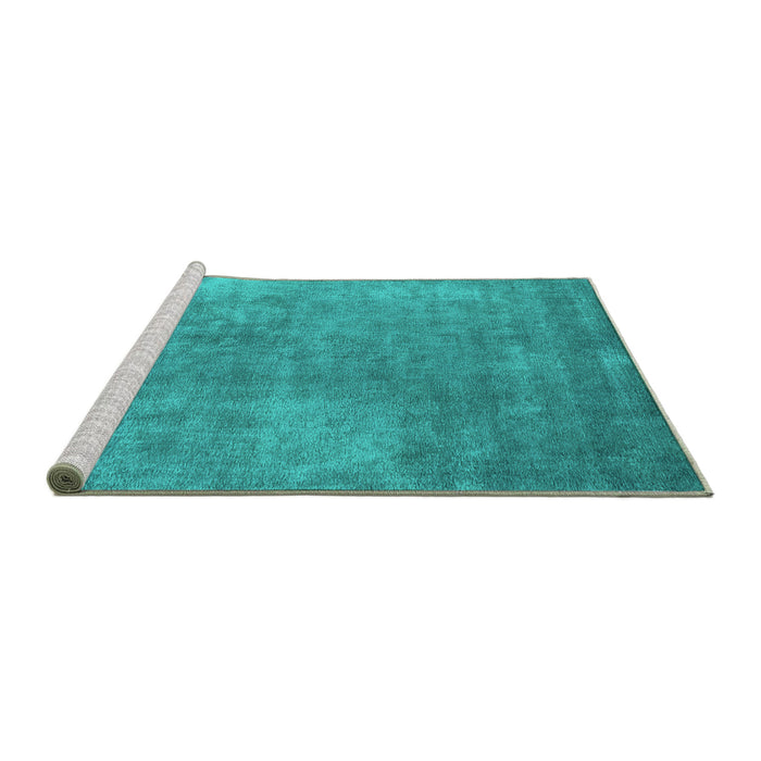 Sideview of Machine Washable Oriental Turquoise Industrial Area Rugs, wshurb1868turq