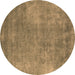 Round Oriental Brown Industrial Rug, urb1868brn