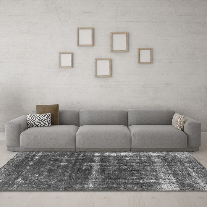 Machine Washable Oriental Gray Industrial Rug in a Living Room,, wshurb1869gry