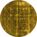 Round Oriental Yellow Industrial Rug, urb1869yw