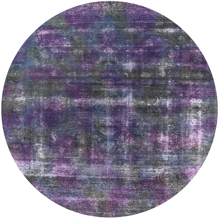 Round Mid-Century Modern Purple Oriental Rug, urb1869