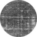 Round Machine Washable Oriental Gray Industrial Rug, wshurb1869gry