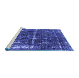 Sideview of Machine Washable Oriental Blue Industrial Rug, wshurb1869blu
