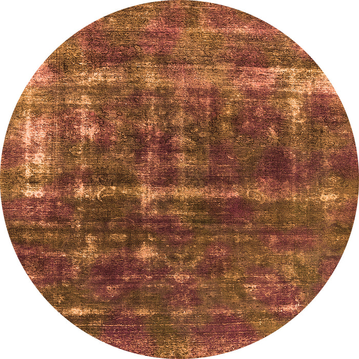 Round Machine Washable Oriental Orange Industrial Area Rugs, wshurb1869org