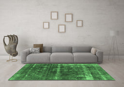 Machine Washable Oriental Emerald Green Industrial Area Rugs in a Living Room,, wshurb1869emgrn
