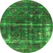 Round Oriental Green Industrial Rug, urb1869grn