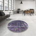 Round Mid-Century Modern Purple Oriental Rug in a Office, urb1869