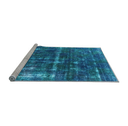 Sideview of Machine Washable Oriental Light Blue Industrial Rug, wshurb1869lblu